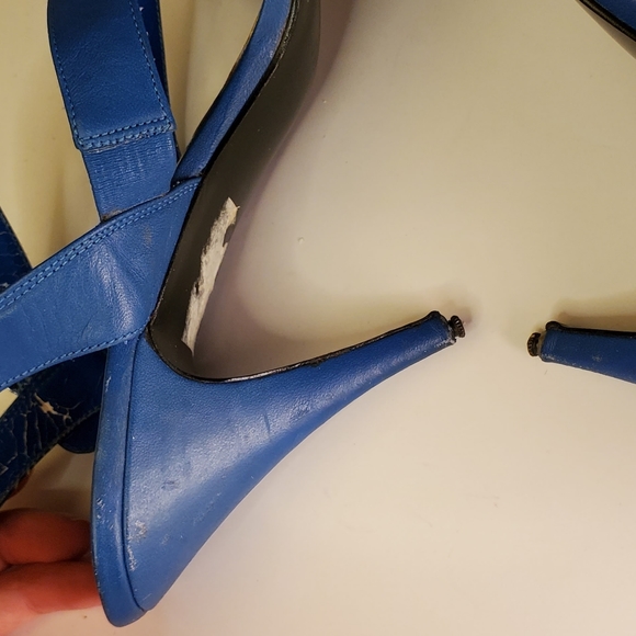 Vintage 70s Marc Alpert Blue Strappy Open Toe Disco Stiletto - Picture 6 of 14